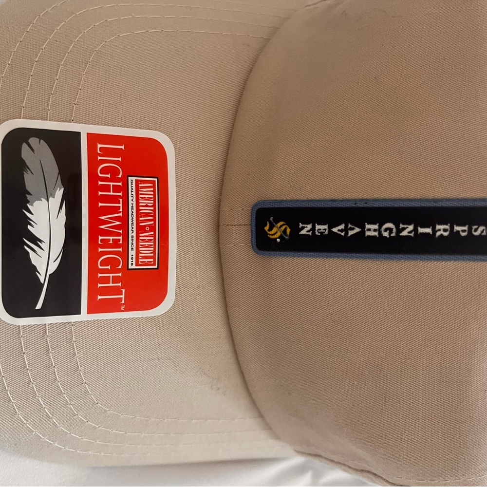 American Needle Beige Cap with Red Tag